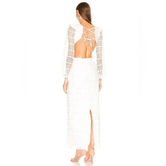 PatBO Crochet Cut Out Maxi Dress in White 0 - Picture 5 of 11